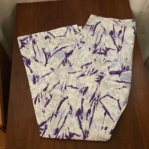 Divine purple, white and gray tie dye flared pants